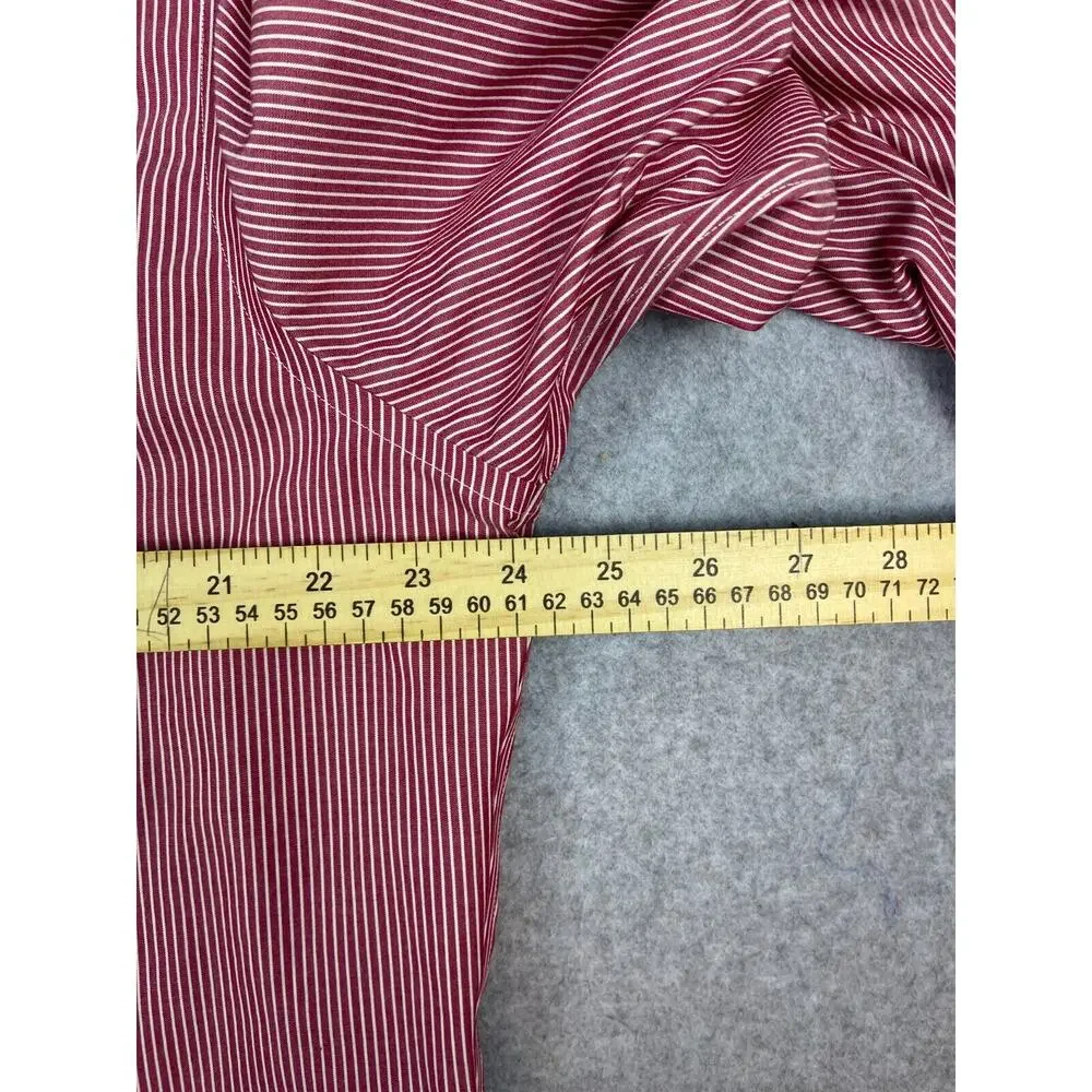 Banana Republic Shirt‎ Men's XL Red Striped Long Sleeve Button Up Non Iron Slim